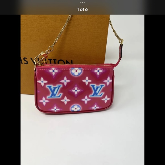 BRAND NWT Louis Vuitton Pochette Accessoires Valentine Neon Monogram Vernis Mini - Picture 9 of 10